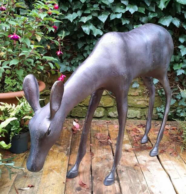 Inspirational Gifting Grazing Doe Deer Garden Sculpture Ornament Extra Large in Bronze - image 1