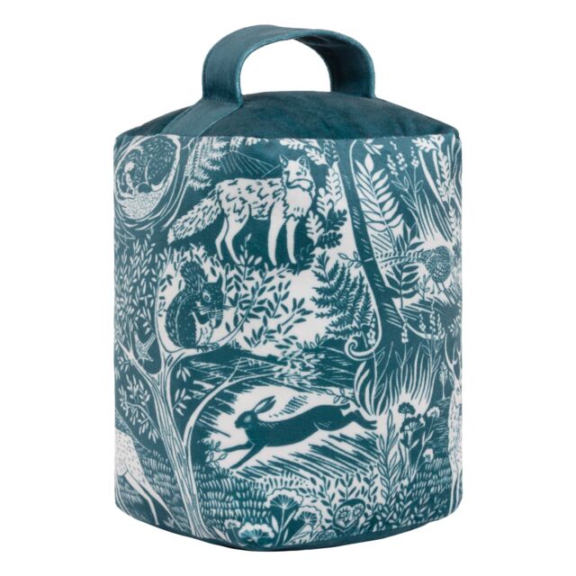 Furn Winter Woods Animal Velvet Door Stop in Midnight - image 1