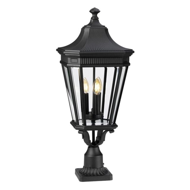 Netlighting Cotswold Lane 3 Light Large Outdoor Pedestal Light Black IP44 E14 - image 1