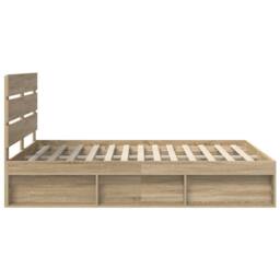 Berkfield Home Bed Frame with Headboard Sonoma 140 x 190 cm Solid Pine Wood in Brown - thumbnail 8