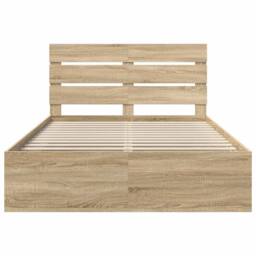 Berkfield Home Bed Frame with Headboard Sonoma 140 x 190 cm Solid Pine Wood in Brown - thumbnail 7