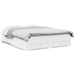 Berkfield Home Bed Frame with Drawers without Mattress White 140x200 cm - thumbnail 1