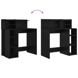 Berkfield Home Desk with Storage Black Oak 90x48x101.5 cm Engineered wood - thumbnail 8