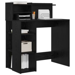 Berkfield Home Desk with Storage Black Oak 90x48x101.5 cm Engineered wood - thumbnail 3