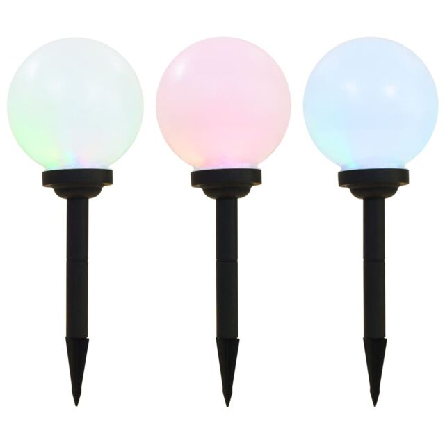 Berkfield Home Outdoor Solar Lamps 3 pcs LED Spherical 20 cm RGB in White - image 1