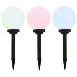 Berkfield Home Outdoor Solar Lamps 3 pcs LED Spherical 20 cm RGB in White - thumbnail 1