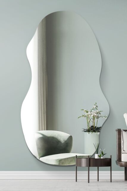 "MirrorOutlet The Lacuna - Frameless Pond Wall Mirror 71"" X 32"" (180CM X 80CM) in Silver - Size: 1 Pack" - image 1