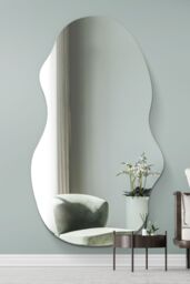 "MirrorOutlet The Lacuna - Frameless Pond Wall Mirror 71"" X 32"" (180CM X 80CM) in Silver - Size: 1 Pack"