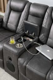 More4Homes Ashton Electric Recliner 2+3 Seater Sofa Set Technology Fabric With Speakers & Usb-C Charging in Grey - thumbnail 4