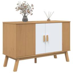 Berkfield Home Sideboard OLDEN White & Brown 114x43x73.5 cm Solid Wood Pine in Natural - thumbnail 5