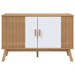 Berkfield Home Sideboard OLDEN White & Brown 114x43x73.5 cm Solid Wood Pine in Natural - thumbnail 8
