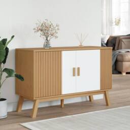 Berkfield Home Sideboard OLDEN White & Brown 114x43x73.5 cm Solid Wood Pine in Natural - thumbnail 1