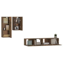 Berkfield Home 4 Piece TV Cabinet Set Smoked Oak Engineered Wood in Brown - thumbnail 4