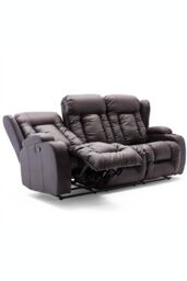 More4Homes Caesar Manual Recliner Bonded Leather 1+3 Seater Sofa Set in Brown - thumbnail 3