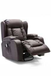 More4Homes Caesar Manual Recliner Bonded Leather 1+3 Seater Sofa Set in Brown - thumbnail 5