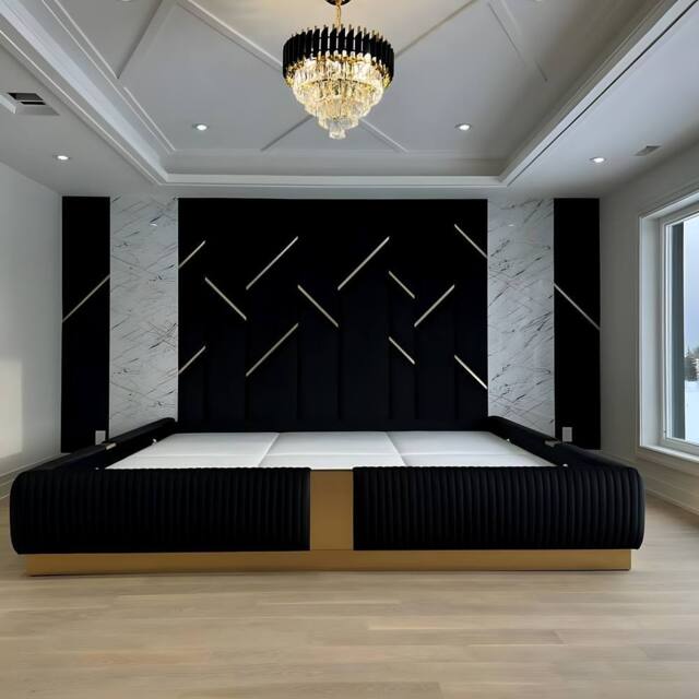 PARADISE BEDS LTD Supreme Majestic High Headboard Bed in Black - Size: Double - image 1