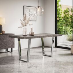 More4Homes Aria 4-6 Seater Dining Table w Chrome Legs in Grey - thumbnail 1
