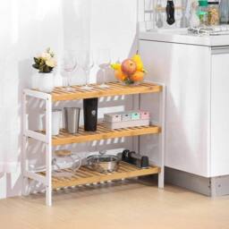 Kelvenix Natural 3 Tier Bamboo Wooden Shoe Storage - Size: 0.6m2 - thumbnail 2