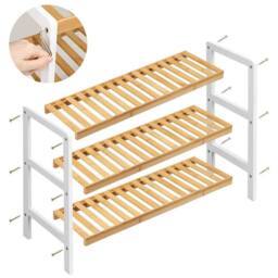 Kelvenix Natural 3 Tier Bamboo Wooden Shoe Storage - Size: 0.6m2 - thumbnail 3