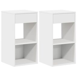 Berkfield Home Bedside Cabinets with Drawer 2 pcs White 35x34x66.5 cm - thumbnail 2