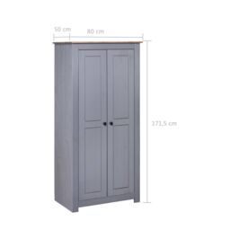 Berkfield Home Wardrobe Grey 80x50x171.5 cm Solid Pine Panama Range - thumbnail 6