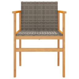Berkfield Home Beautiful Garden Chairs 2 pcs Grey Poly Rattan&Solid Wood - thumbnail 5