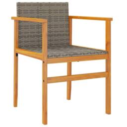 Berkfield Home Beautiful Garden Chairs 2 pcs Grey Poly Rattan&Solid Wood - thumbnail 4