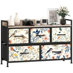 HOMCOM Chest of Drawers, Fabric Dresser with Open Shelf in White - thumbnail 2