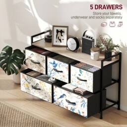 HOMCOM Chest of Drawers, Fabric Dresser with Open Shelf in White - thumbnail 4