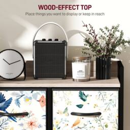 HOMCOM Chest of Drawers, Fabric Dresser with Open Shelf in White - thumbnail 6
