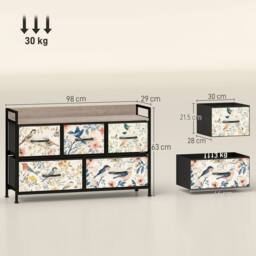 HOMCOM Chest of Drawers, Fabric Dresser with Open Shelf in White - thumbnail 3