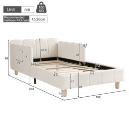 Merax Velvet 3ft Single Corner Daybed with Flexible Layout & Storage Pockets in Beige - thumbnail 9