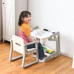 CASART Kids Art Table w/ Chair Toddlers2 in 1 Magnetic Painting Board in Grey - thumbnail 6