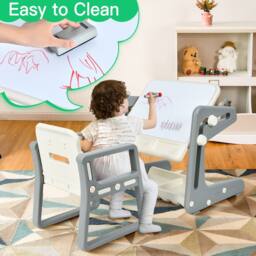 CASART Kids Art Table w/ Chair Toddlers2 in 1 Magnetic Painting Board in Grey - thumbnail 8
