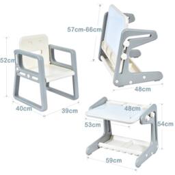 CASART Kids Art Table w/ Chair Toddlers2 in 1 Magnetic Painting Board in Grey - thumbnail 3
