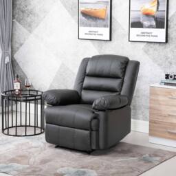 LUXURY LIFE Lansbury Leather Recliner Armchair in Grey - thumbnail 4