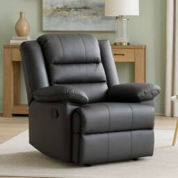 LUXURY LIFE Lansbury Leather Recliner Armchair in Grey