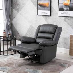 LUXURY LIFE Lansbury Leather Recliner Armchair in Grey - thumbnail 5