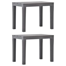 Berkfield Home Garden Benches 2 pcs Mocca Plastic in Grey - thumbnail 1