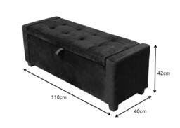Home Source Ottoman Window Seat Hidden Storage Box Bench Velvet Black Home Living - thumbnail 9