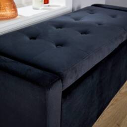 Home Source Ottoman Window Seat Hidden Storage Box Bench Velvet Black Home Living - thumbnail 6