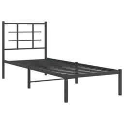 Berkfield Home Metal Bed Frame without Mattress with Headboard Black 75x190cm - Size: 75x190 cm - thumbnail 3