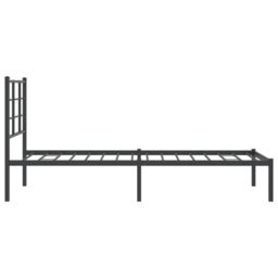 Berkfield Home Metal Bed Frame without Mattress with Headboard Black 75x190cm - Size: 75x190 cm - thumbnail 6