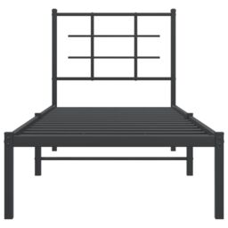Berkfield Home Metal Bed Frame without Mattress with Headboard Black 75x190cm - Size: 75x190 cm - thumbnail 5
