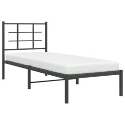 Berkfield Home Metal Bed Frame without Mattress with Headboard Black 75x190cm - Size: 75x190 cm - thumbnail 4