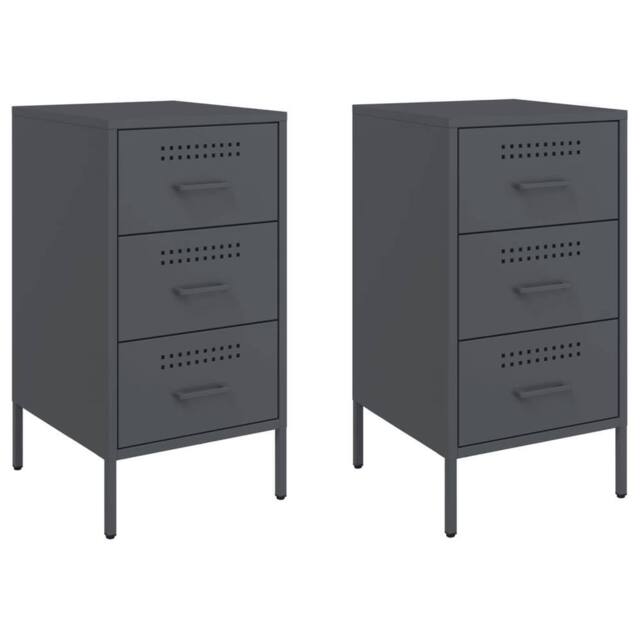 Berkfield Home Bedside Cabinets 2 pcs Anthracite 36x39x68 cm Steel in Dark Grey - Size: 36 x 39 x 68 cm - image 1