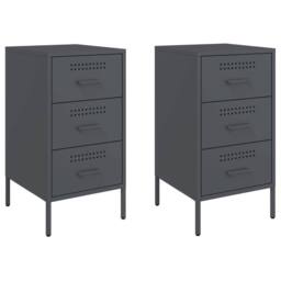 Berkfield Home Bedside Cabinets 2 pcs Anthracite 36x39x68 cm Steel in Dark Grey - Size: 36 x 39 x 68 cm - thumbnail 1