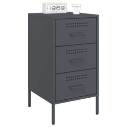 Berkfield Home Bedside Cabinets 2 pcs Anthracite 36x39x68 cm Steel in Dark Grey - Size: 36 x 39 x 68 cm - thumbnail 3