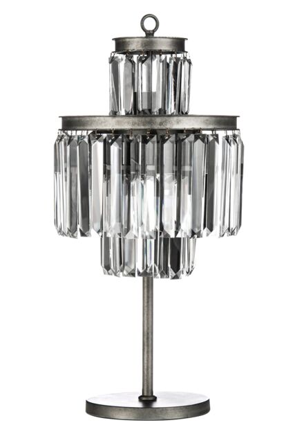 Orsina Art Deco Table Lamp, Elegant Crystal Lighting for Bedroom or Living Room, Statement Iron Frame with 10 Bulbs in Clear - image 1