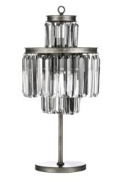 Orsina Art Deco Table Lamp, Elegant Crystal Lighting for Bedroom or Living Room, Statement Iron Frame with 10 Bulbs in Clear - thumbnail 1